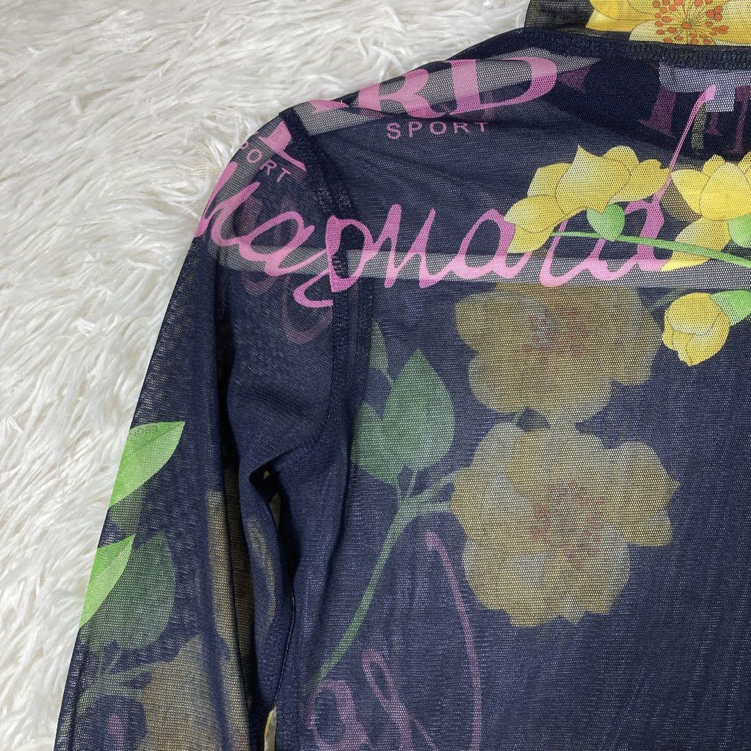 極美品 レオナール シースルー シャツ 花柄 ロゴ 日本製 Lサイズ
