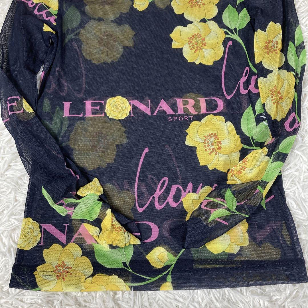 極美品 レオナール シースルー シャツ 花柄 ロゴ 日本製 Lサイズ