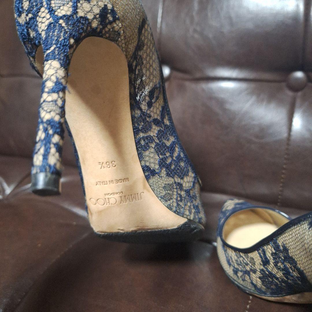 JIMMY CHOO　ネイビー　レース　38.5　式典に◎入園　卒園　パーティー