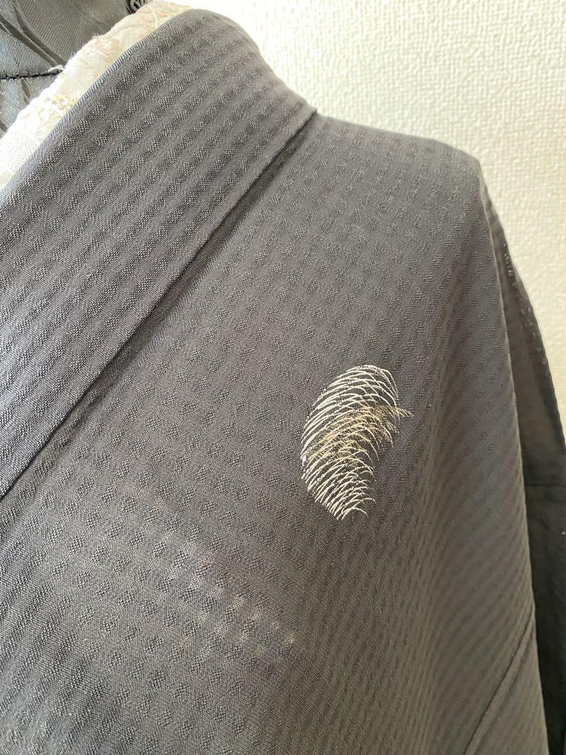 訪問着 黒地 刺繍 夏物