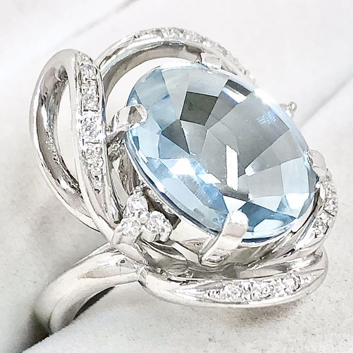ブルートパーズ ダイヤ リング 指輪 Azli7-m82647790066 7.00ct ダイヤモンド Pt900 限定品