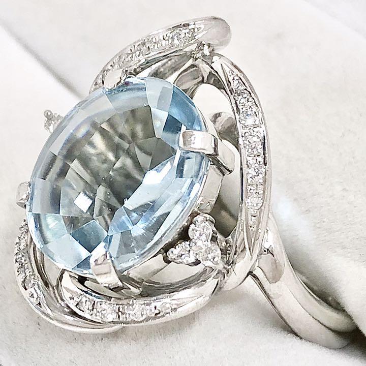 ブルートパーズ ダイヤ リング 指輪 Azli7-m82647790066 7.00ct ダイヤモンド Pt900 限定品
