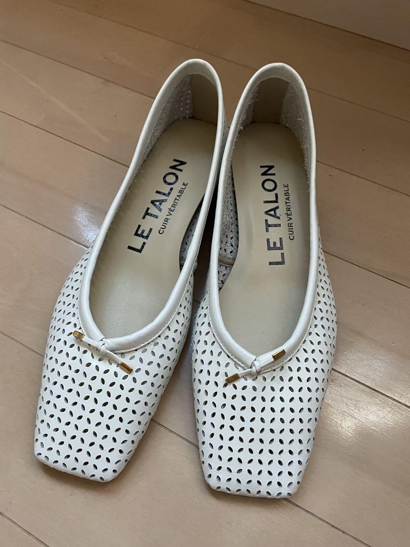 【美品】LE TALON ルタロン　レザースクエアパンチングバレエ