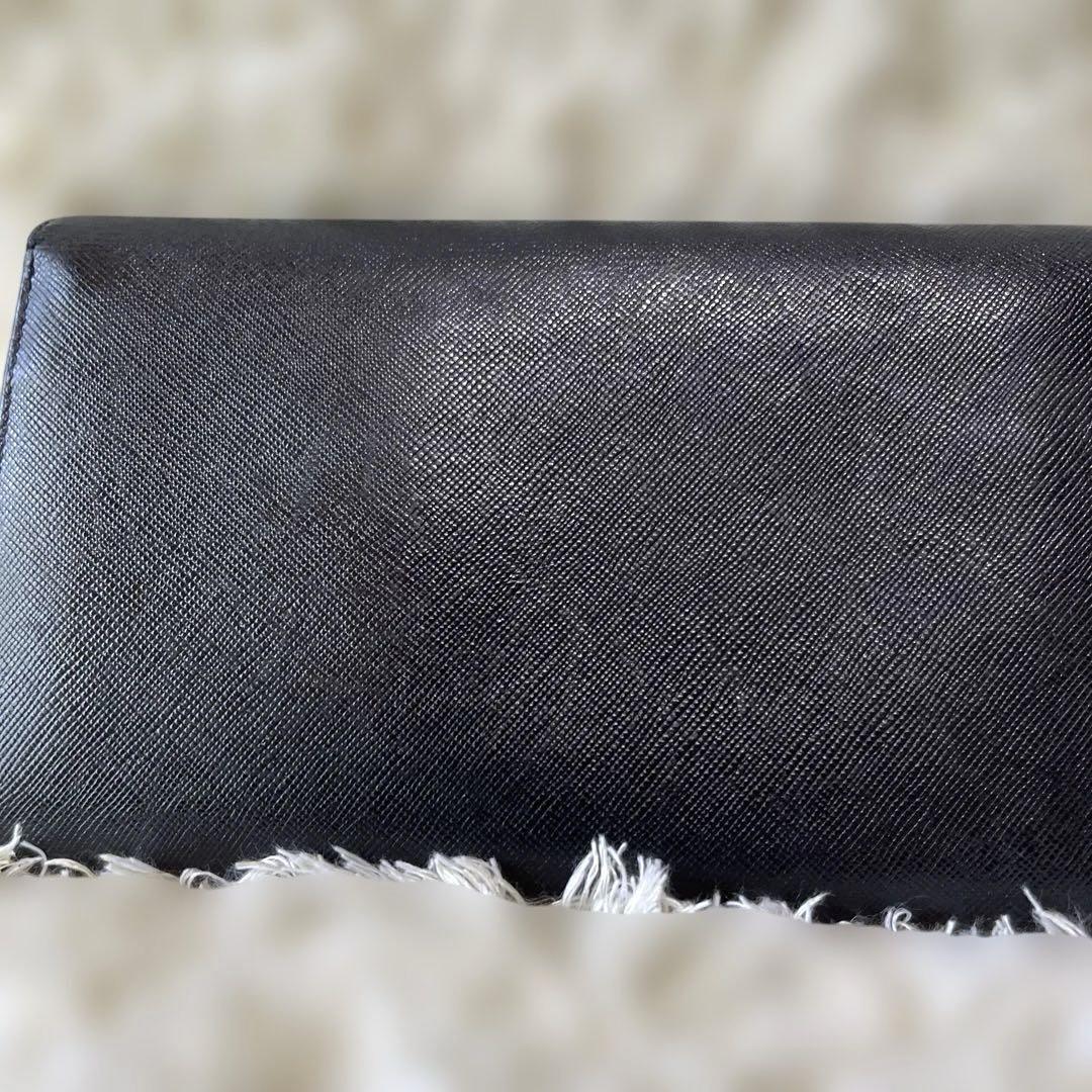 PRADA プラダ 長財布 ブラック黒 ロゴプレート レザー