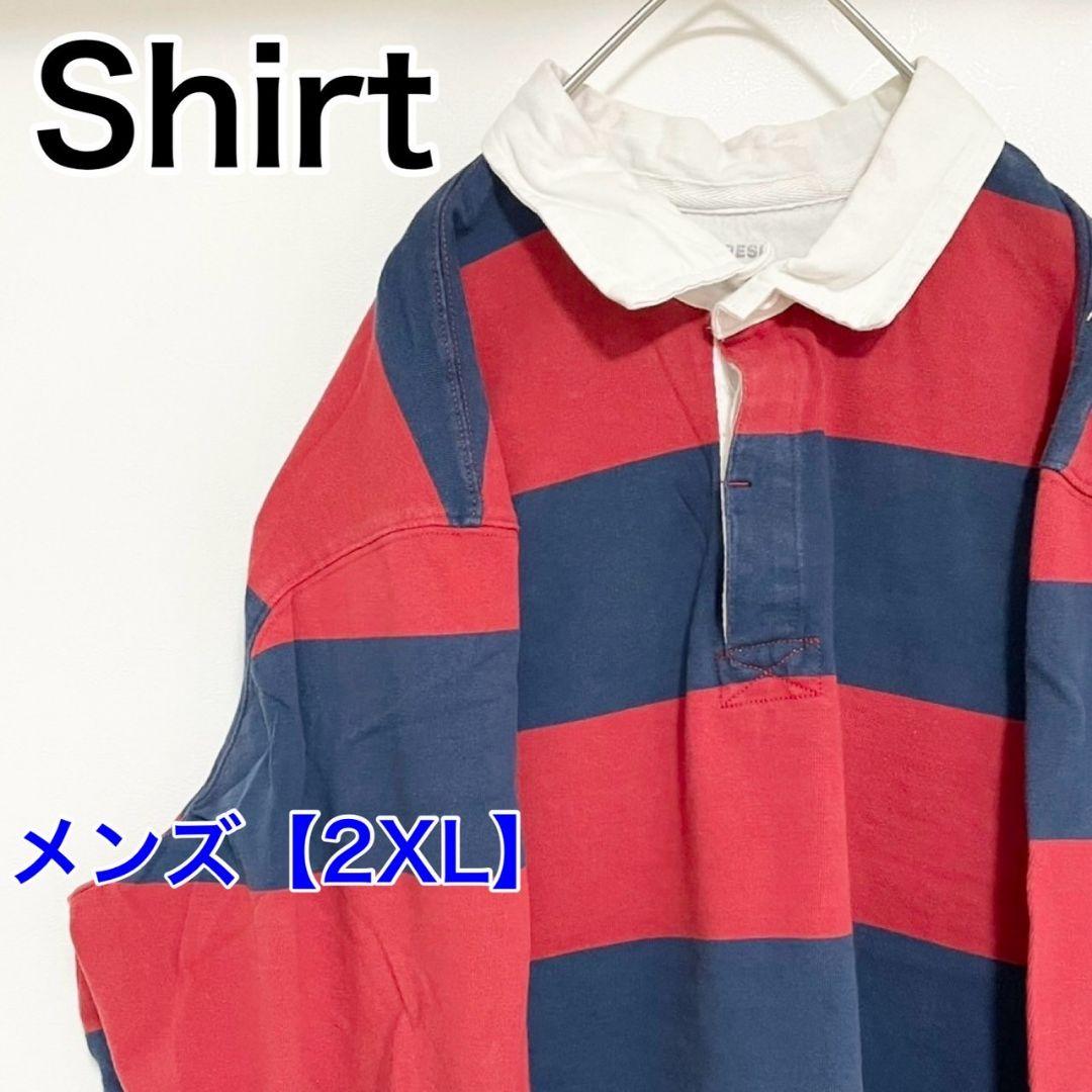 YAW39【US輸入】JOE FRESH　長袖ポロシャツ【2XL】赤色ネイビー