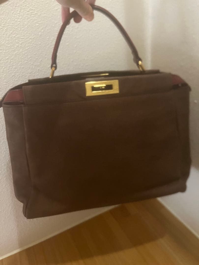 フェンディ バッグ　ピーカブー　ブラウン　ボルドー　ズッカ　大　ラージ