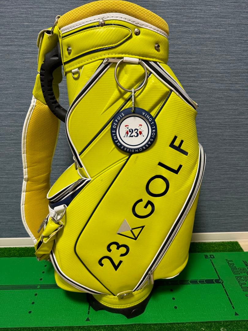 23区GOLF イエロー キャディバッグ　ネームプレート付