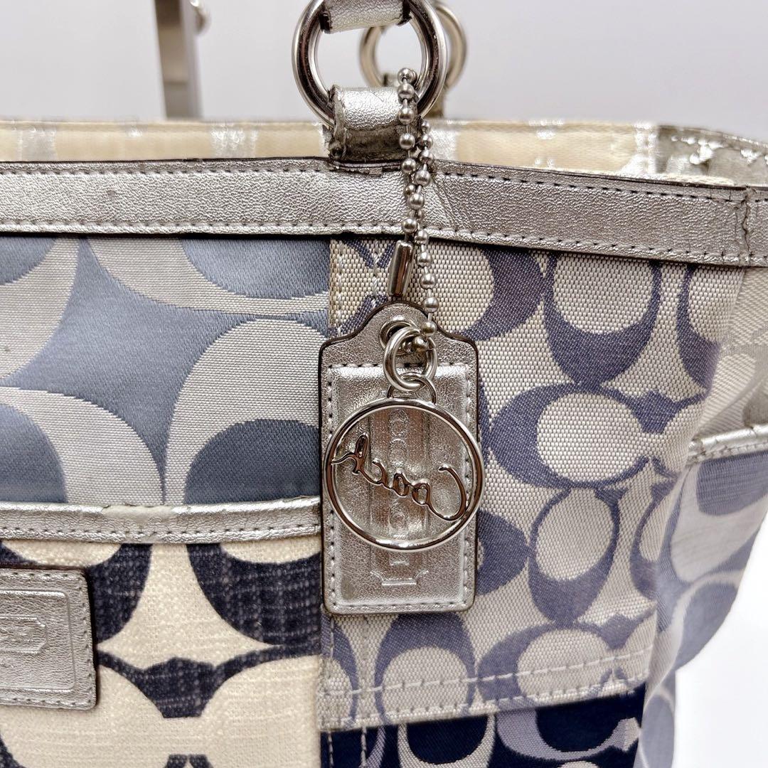 COACH patchwork denim tote bag signature