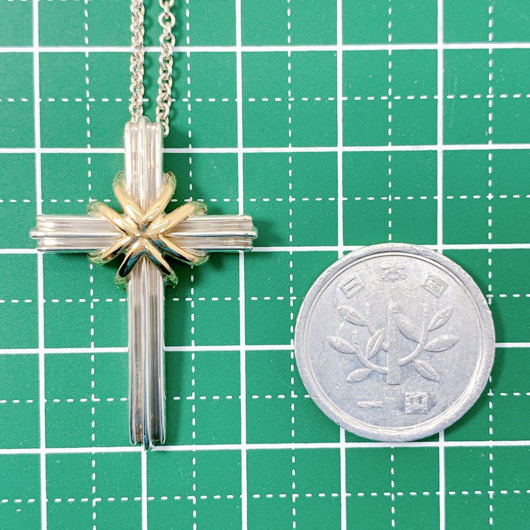 美品 オールドティファニー シグネチャークロス コンビ シルバー k18 美品 ティファニー シグネチャー クロス コンビ ネックレス