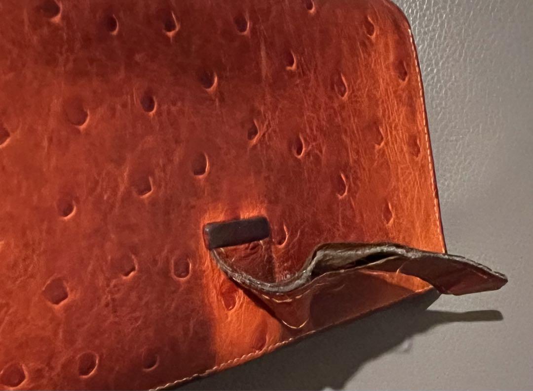 HERMES エルメス 長財布 ベアンスフレ オーストリッチ オレンジ 小物