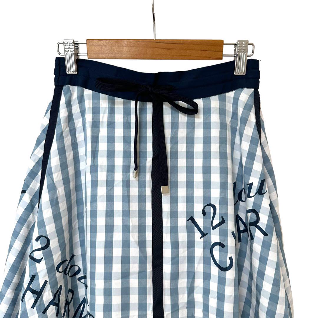 【新品・未使用】FENNEL ギンガムチェック×クラシックロゴスカート ブラック 未使用】FENNEL ギンガムチェック×クラシックロゴスカート