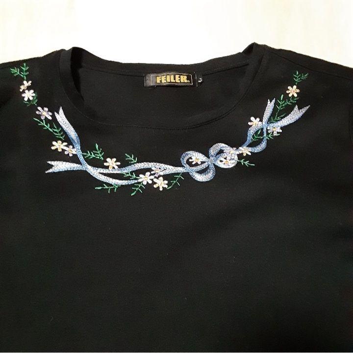 稀少！FEILER フェイラー フラワー刺繍入りフリルカットソー Tシャツ FEILER レディース フリル フラワー Tシャツ カットソー - メルカリ