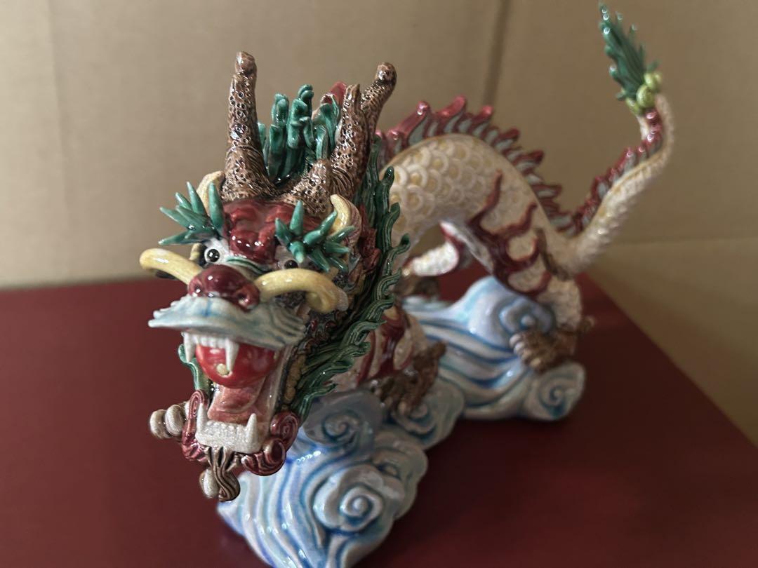 陶器製ドラゴン像 約30cm