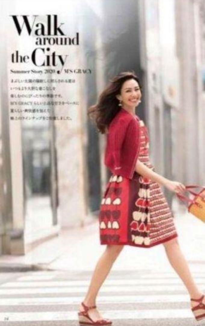 《極美品》エムズグレイシー M'S GRACY りんご柄 赤 ワンピース☀☀