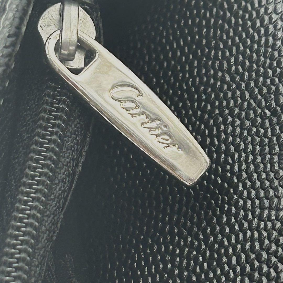 極美品 Cartier 二つ折り 長財布 サントス 黒 レザー メンズ ブラック