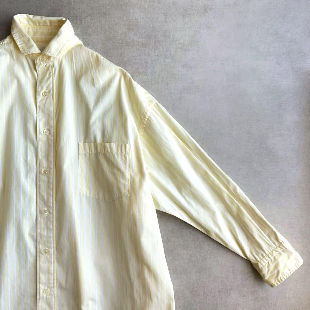 ▲TICCA||スクエアビッグロングシャツワンピース▲イエローストライプ