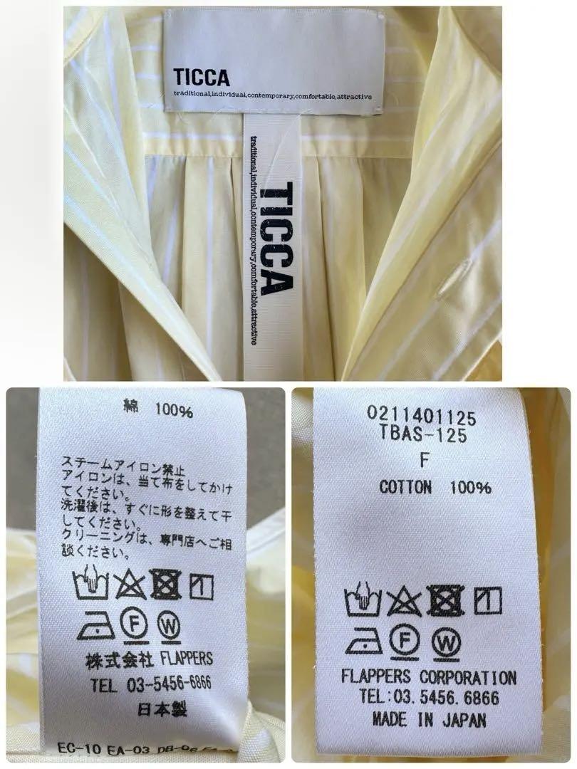 ▲TICCA||スクエアビッグロングシャツワンピース▲イエローストライプ