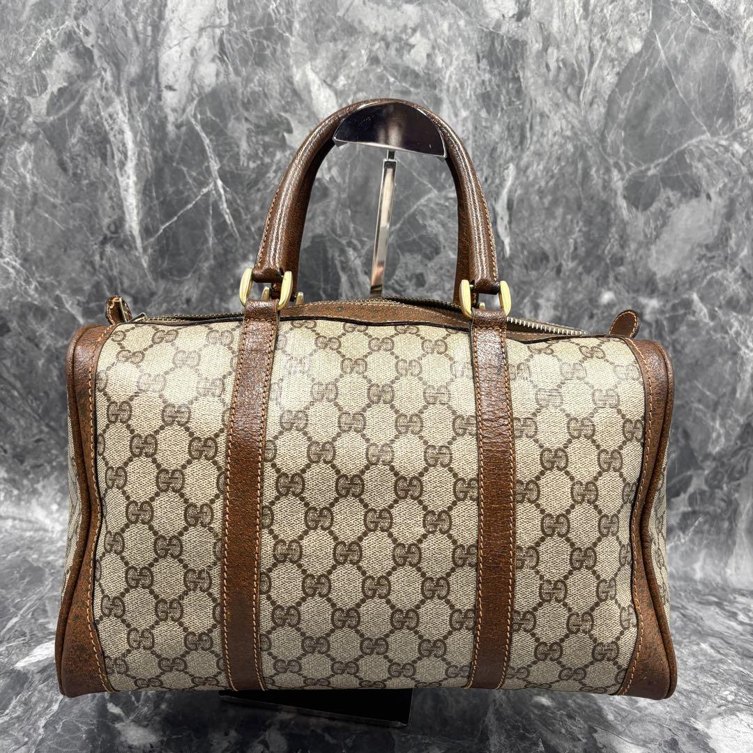 ✨美品✨GUCCI GG ボストンバッグ ハンド ブラウン レザー 金具