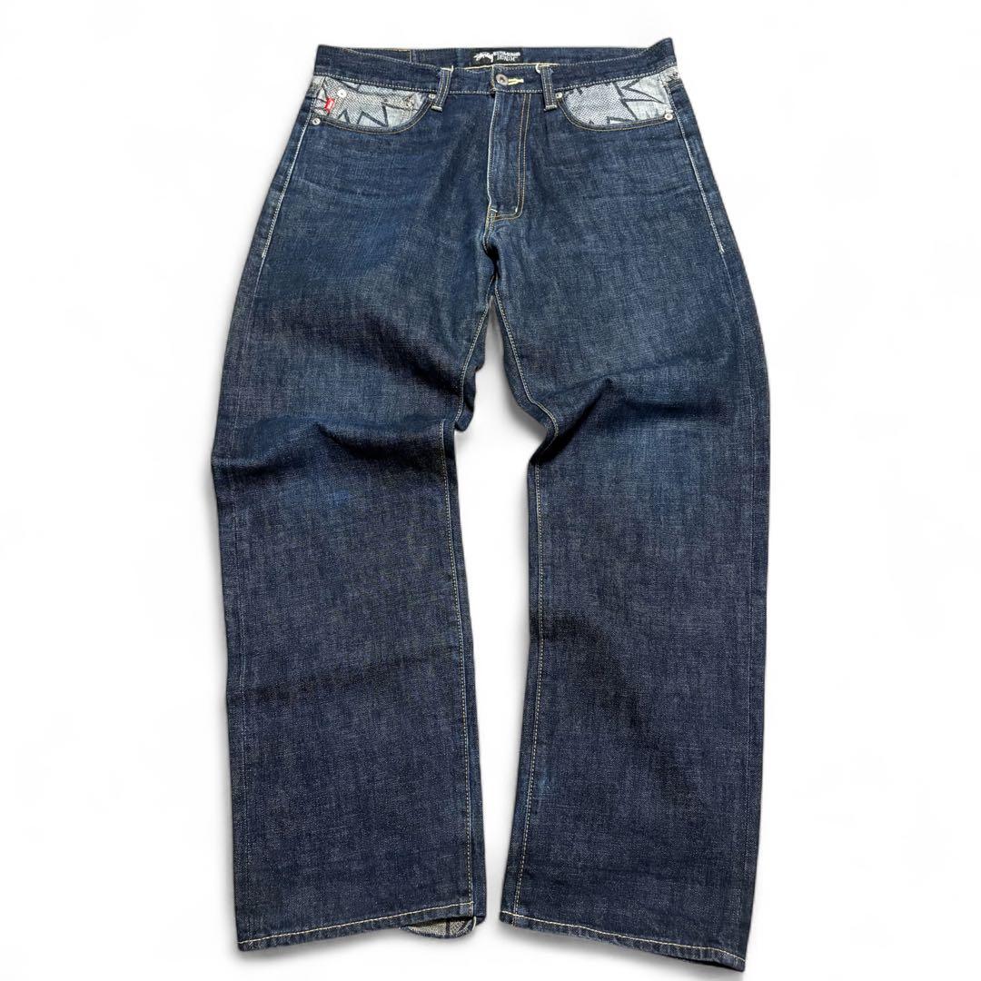 stussy indigo american comic denim Y2K