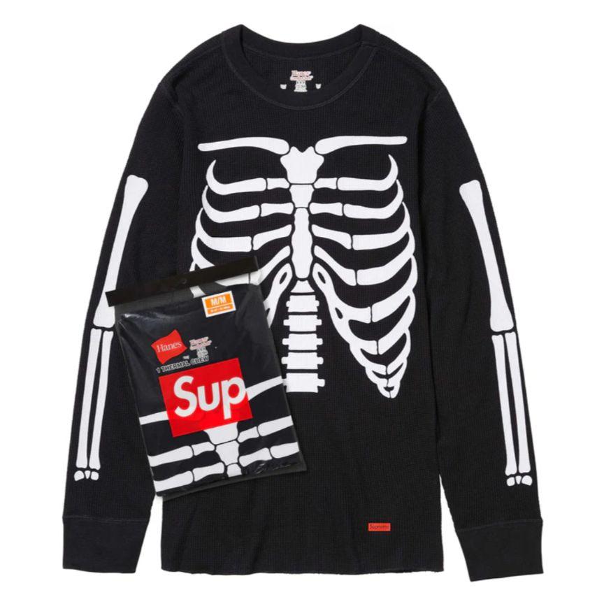 Supreme Hanes  Bones Thermal Crew L ブラック