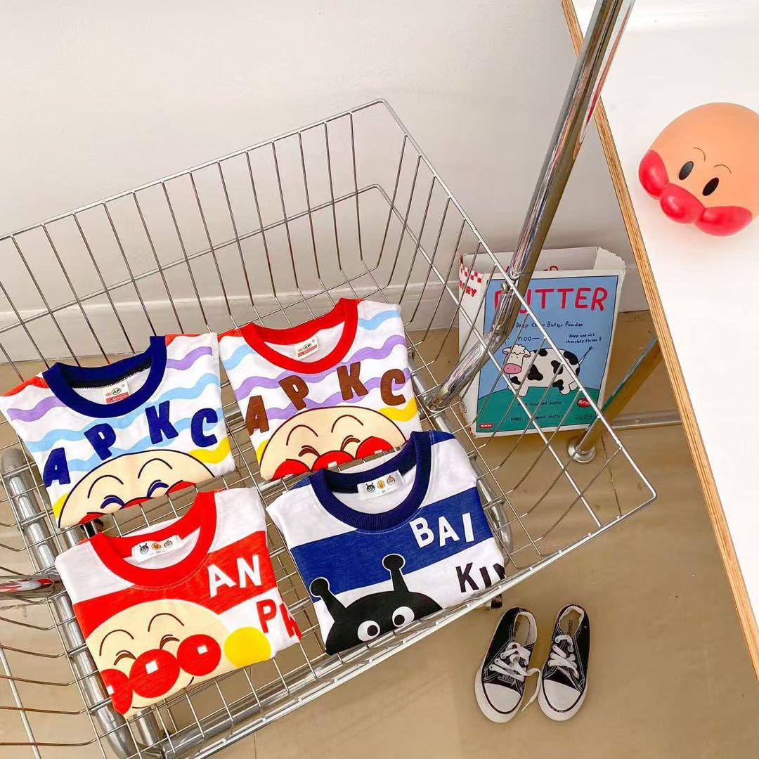 バイキンマン 半袖 Tシャツ 白ブルーしま #561 - メルカリ