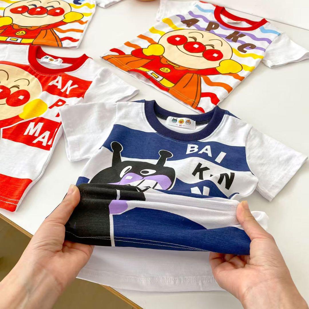 バイキンマン 半袖 Tシャツ 白ブルーしま #561 - メルカリ