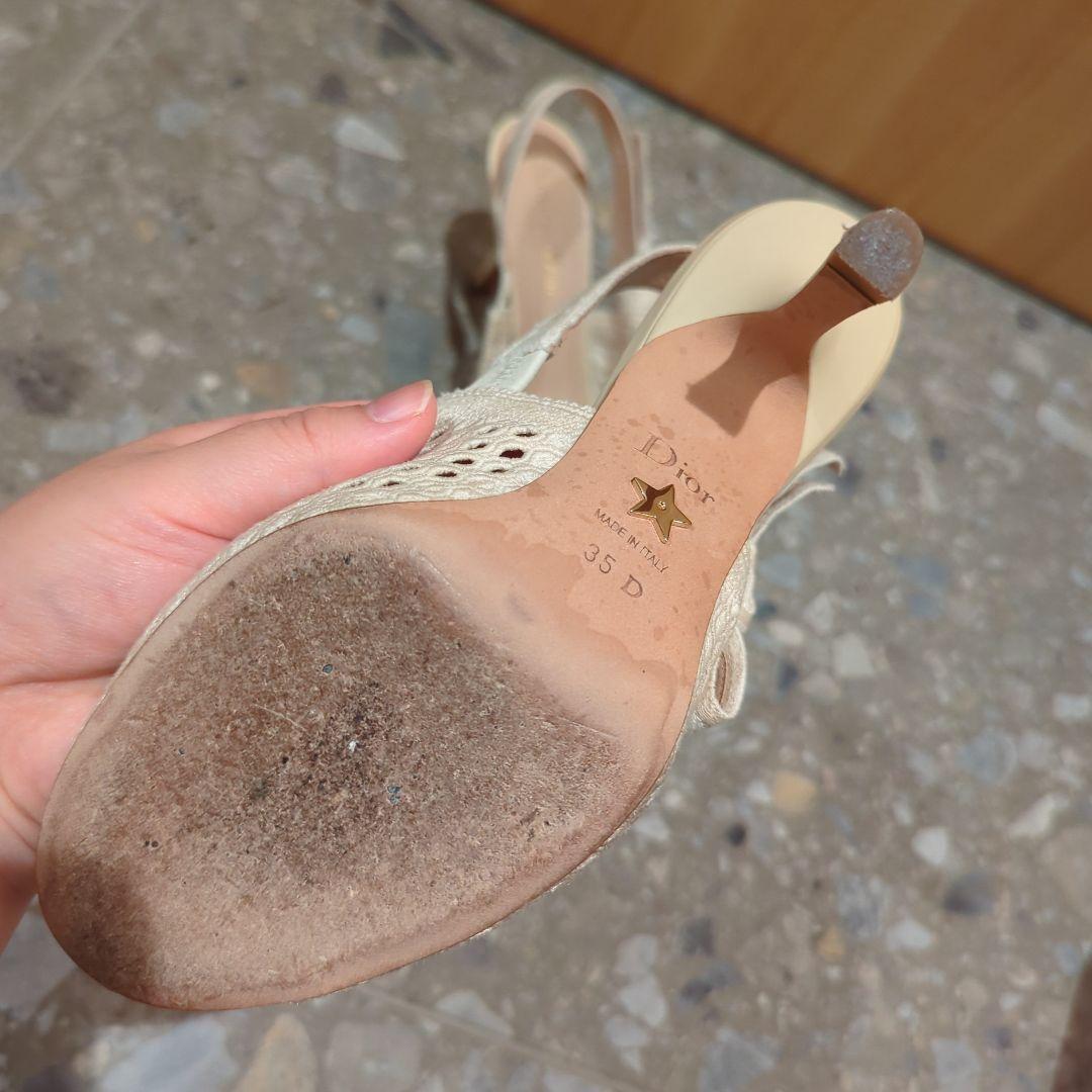 Christian Dior ベージュ スリングバックサンダル 35 D Christian Dior ベージュ スリングバックサンダル 35 D