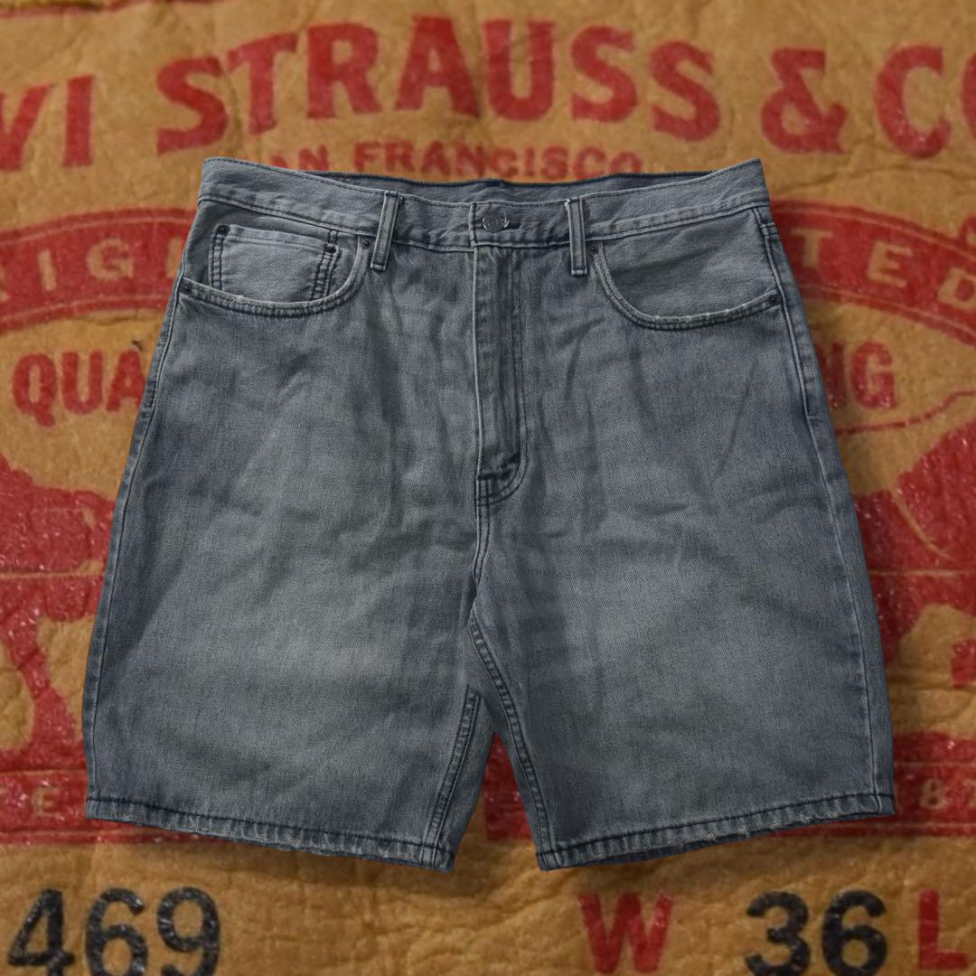 W36 LEVI’S 469 バギーショーツ 先染め ブラックデニム 極太y2k