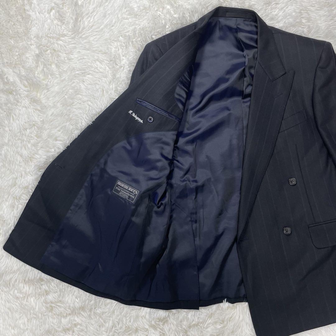 Burberry's セットアップ ダブル 総裏 黒 紺ストライプ AB5