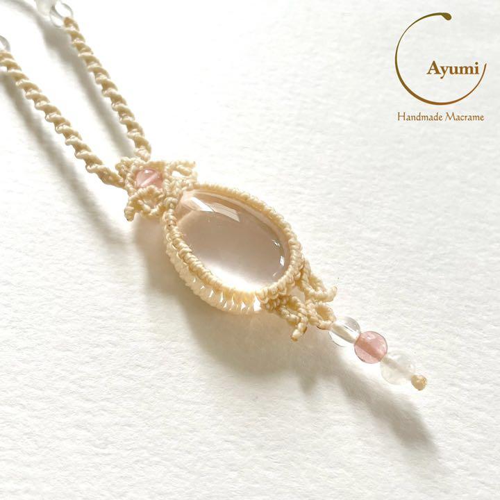 tsuyu＊愛の石♪スターローズクォーツの天然石アクセサリー・マクラメネックレス