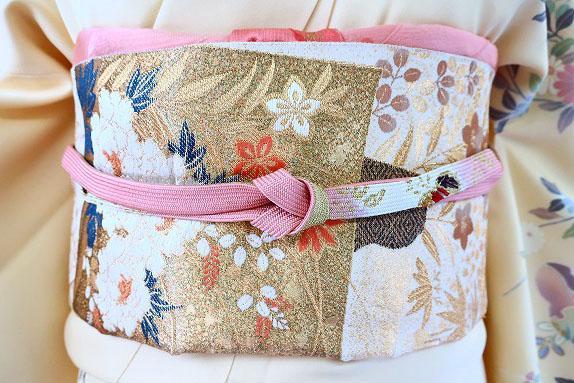 専用　訪問着 袋帯帯揚帯締４点セット京友禅 薄いクリーム 吉祥花 身丈159cm