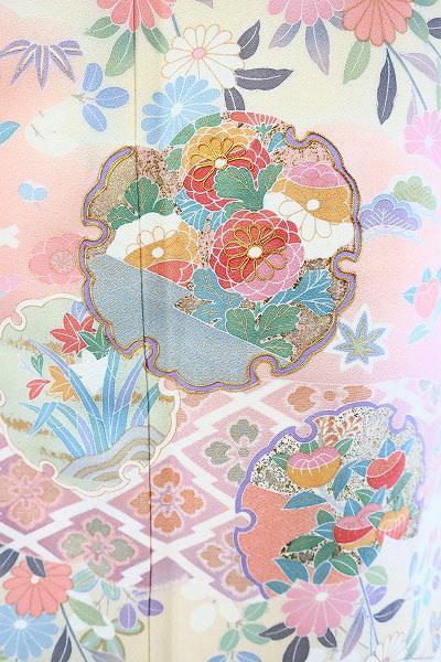 専用　訪問着 袋帯帯揚帯締４点セット京友禅 薄いクリーム 吉祥花 身丈159cm