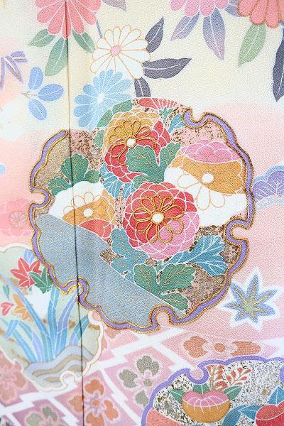 専用　訪問着 袋帯帯揚帯締４点セット京友禅 薄いクリーム 吉祥花 身丈159cm