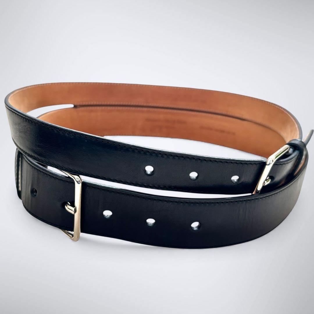 人気 アレキサンダーマックイーン ダブルベルト レザー ブラックALEXANDER McQUEEN