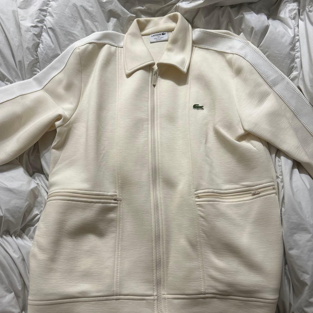 LACOSTE クリーム色 ジップアップジャケット US LL・LACOSTE