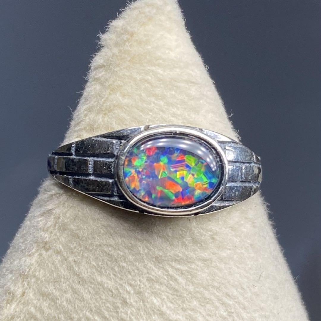 贅沢品 オパール オーストラリア産 天然石リング 希少種 SV925刻印 8*6mm アクセサリー