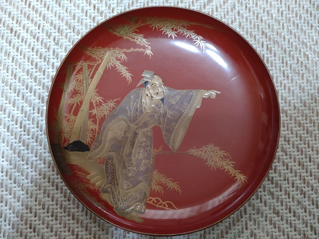 希少！明治期 七賢人蒔絵 七ッ組 盃 共箱