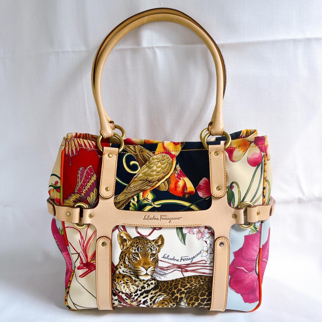 Salvatore Ferragamo レオパード柄 ハンドバッグ マルチカラー