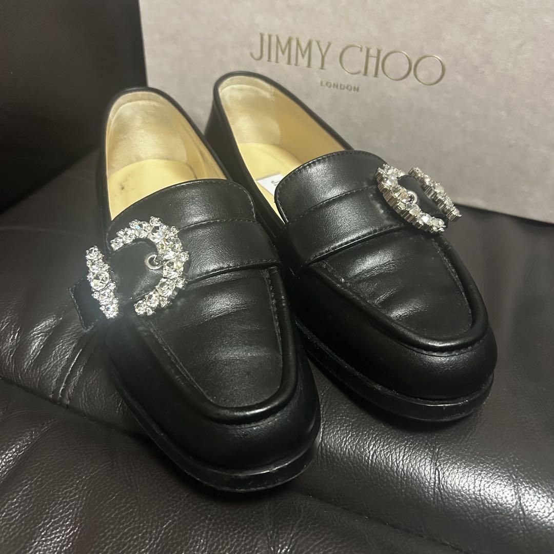 JIMMY CHOO ビジューディテール ブラックローファー JIMMY CHOO ビジューディテールローファー