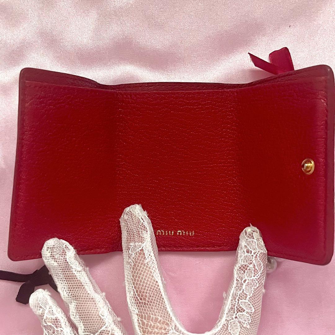 miu miu ラブレター 三つ折り財布 ハートモチーフ 正規品 美品 ミニ財布