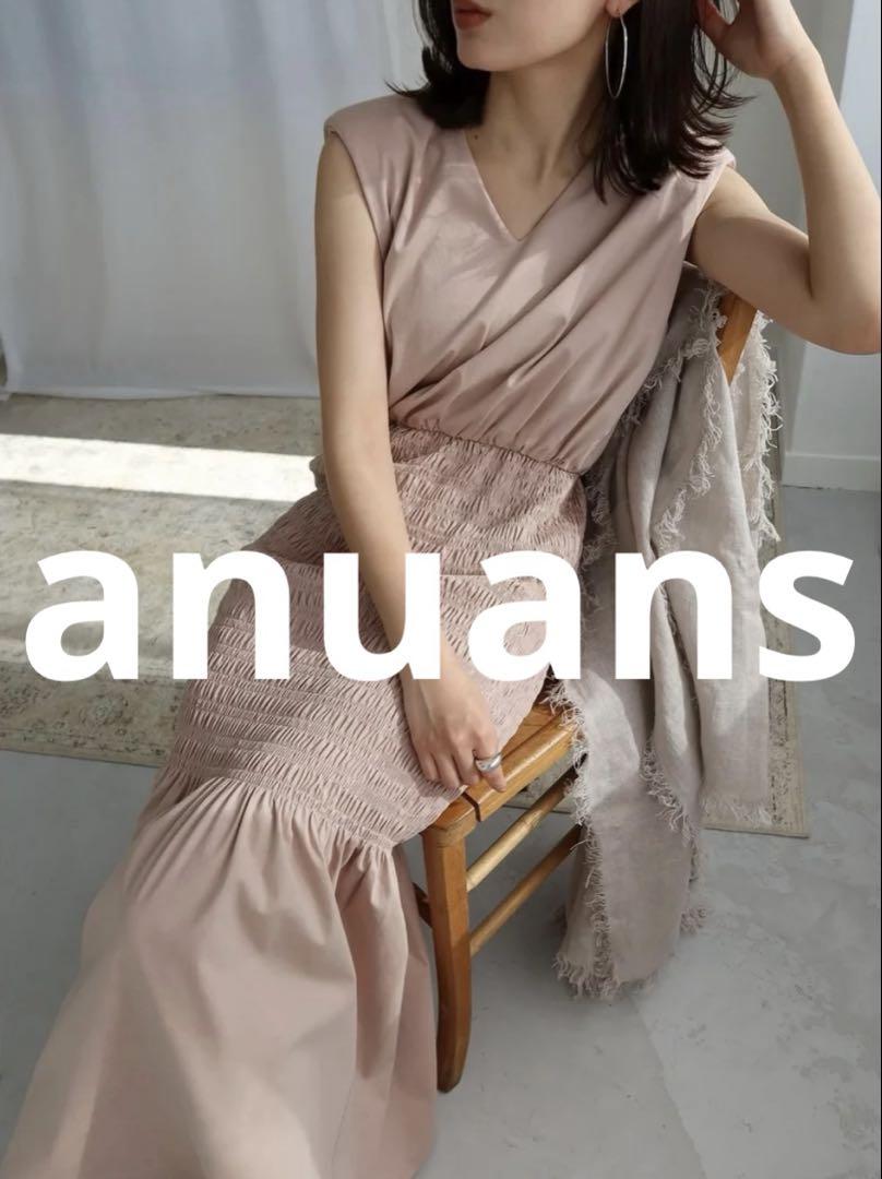ほぼ未使用 anuans ノースリーブワンピース FREE ベージュ レディース