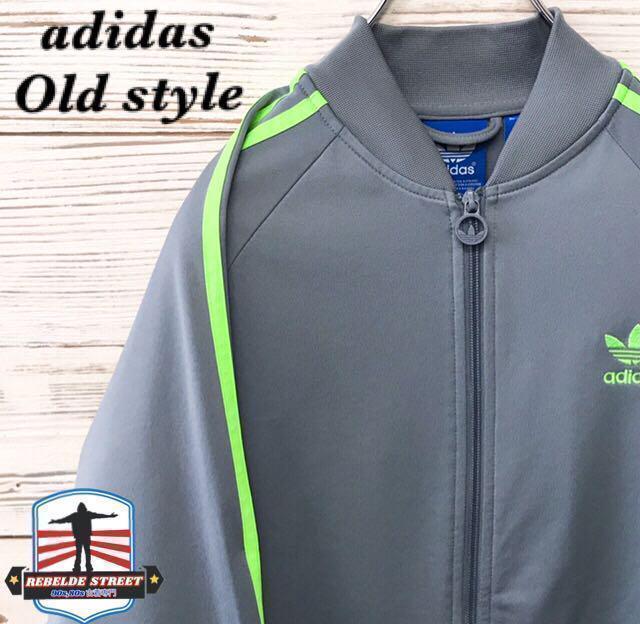 《激レア》アディダス adidas☆ジャージ L 刺繍ロゴ グレー J93
