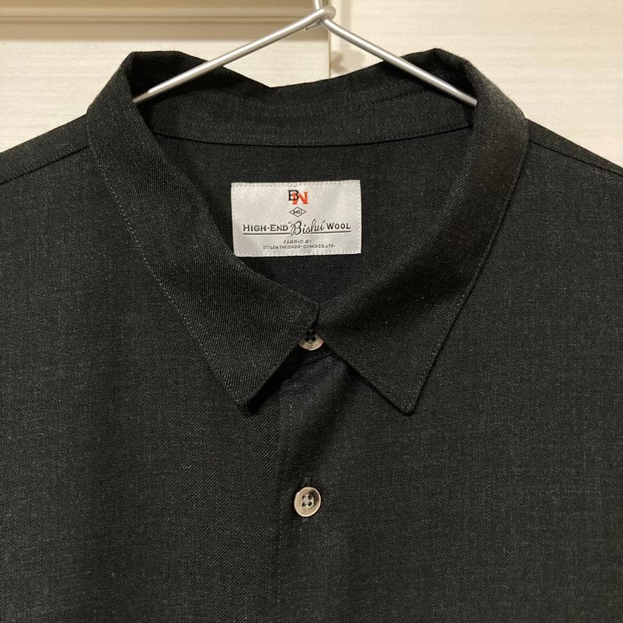 新品】MBハイエンド尾州ウールシャツ（リラックスフィット）グレー