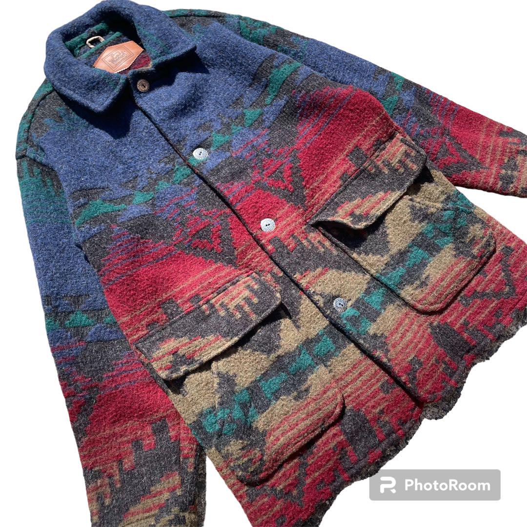 Wool rich ネイティブ柄アウター 90's Woolrich Wool Jacket Native Rug 90年代 ウールリッチ