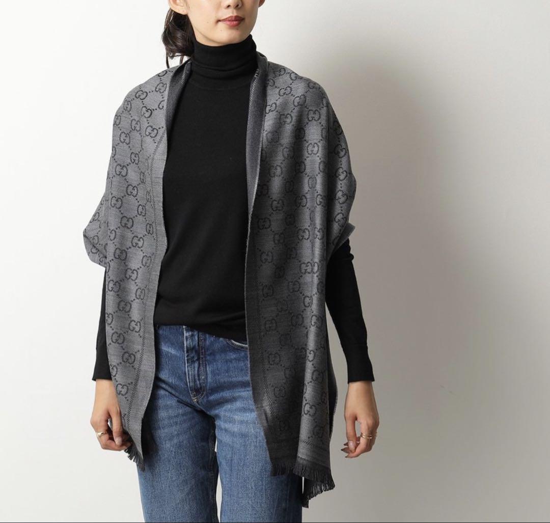 大判新品✨GUCCIマフラー❗️箱紙袋セット❗️グッチマフラー