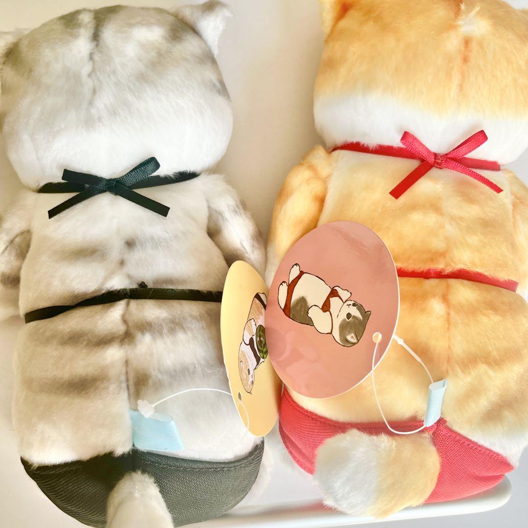 【新品】モフサンド ぽてぽて水着にゃんこ ぬいぐるみ　赤　黒　ねこ　猫　ビキニ