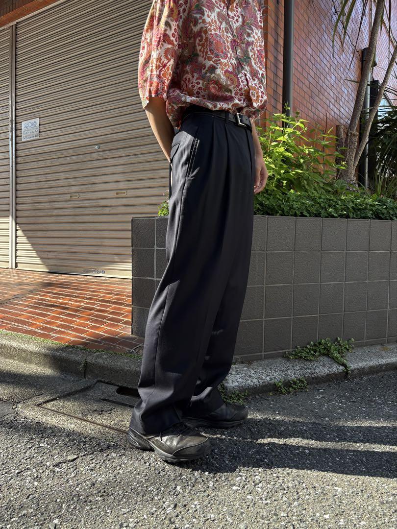 90s コーチ　ギャバジン　スラックス　ネイビー　古着　アメリカ製　W30L28