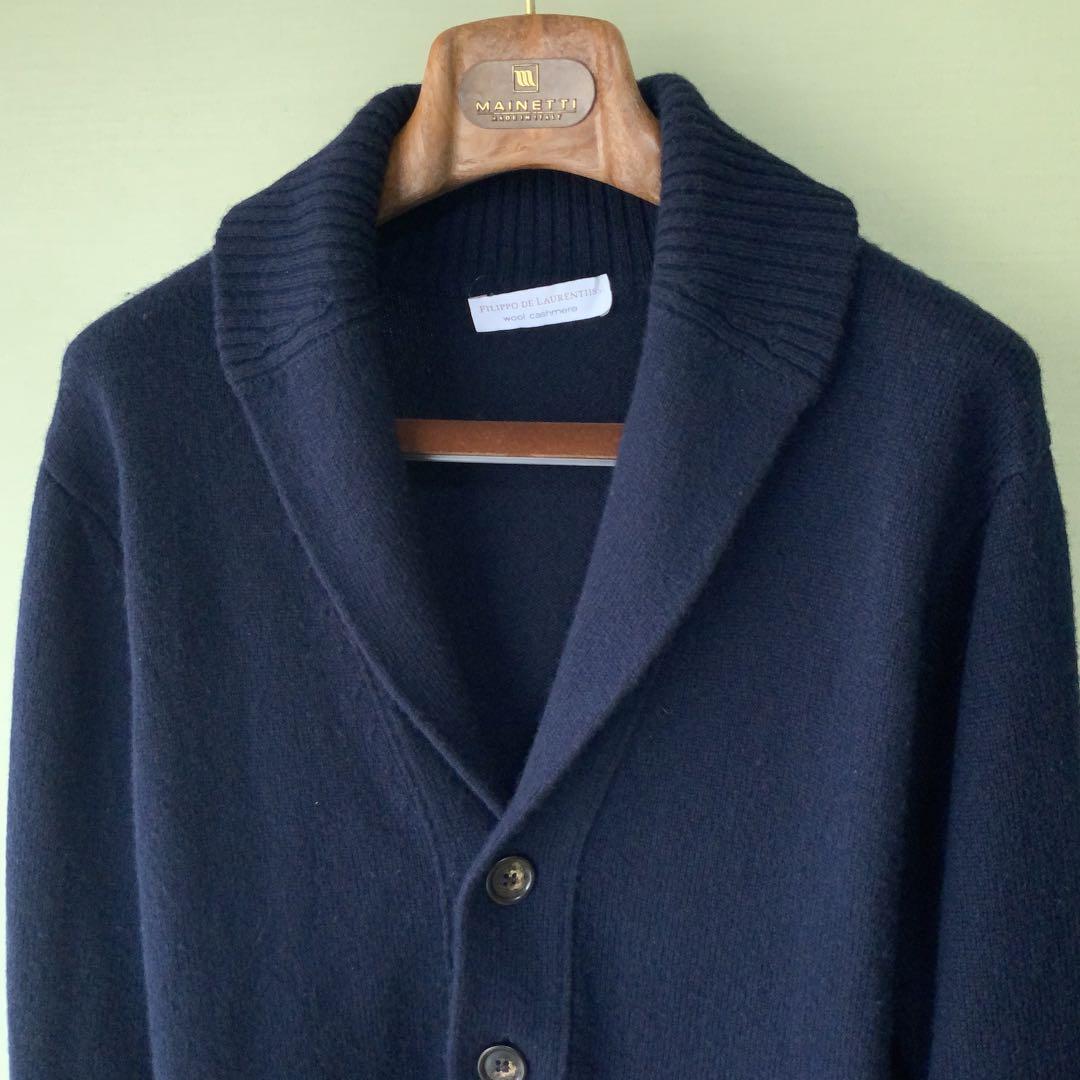 新品 FILIPPO DE LAURENTIIS ショールカラー ニット 50