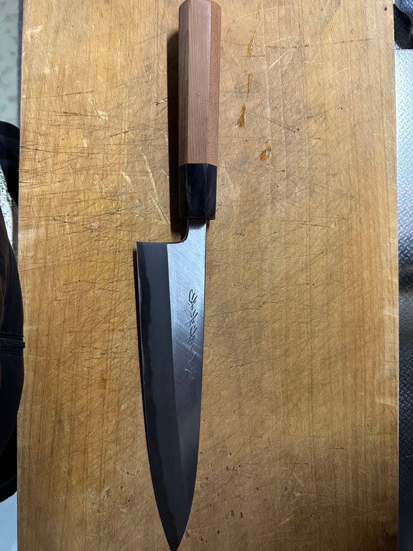 堺一文字光秀 白一鋼 和牛刀目立った傷や汚れなし