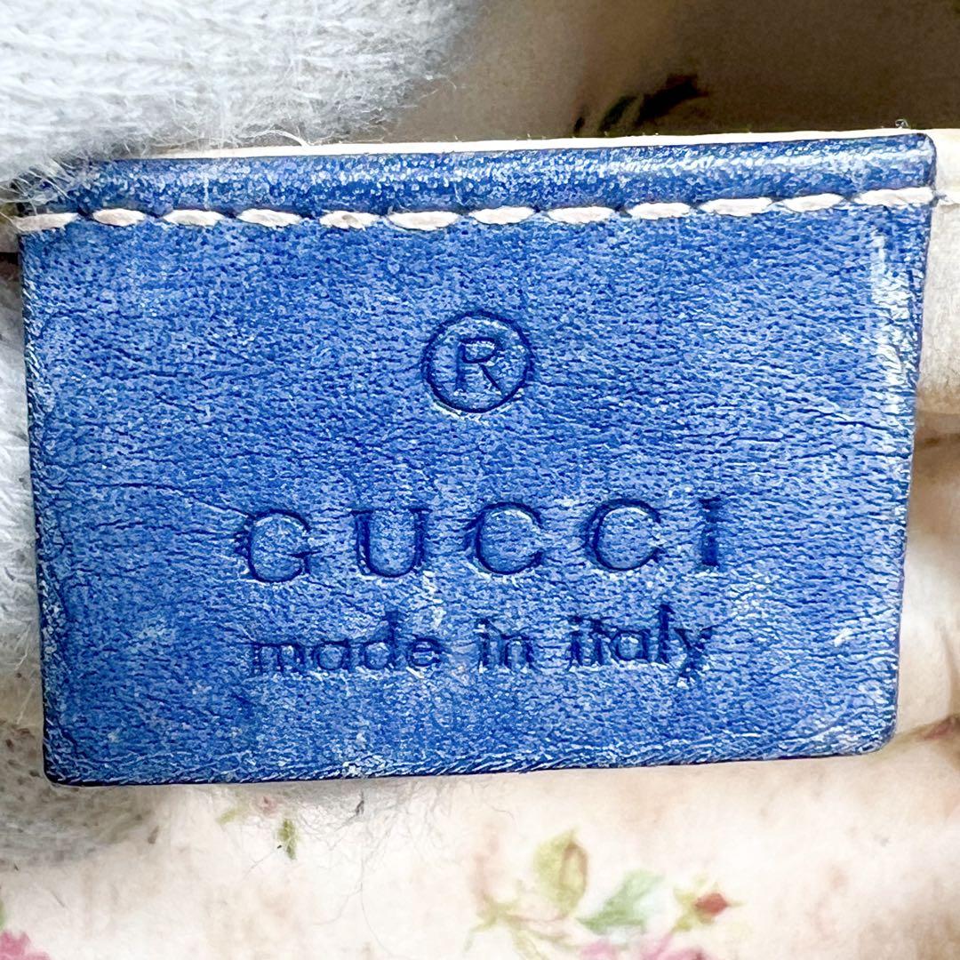 GUCCI デニムブルー キルティングポーチ GUCCI ポーチ GGマーモント デニム パール キルティング 日本
